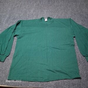 VTG Fashion Threads Single Stitch Plain Blank Solid Green Long Sleeve T Shirt